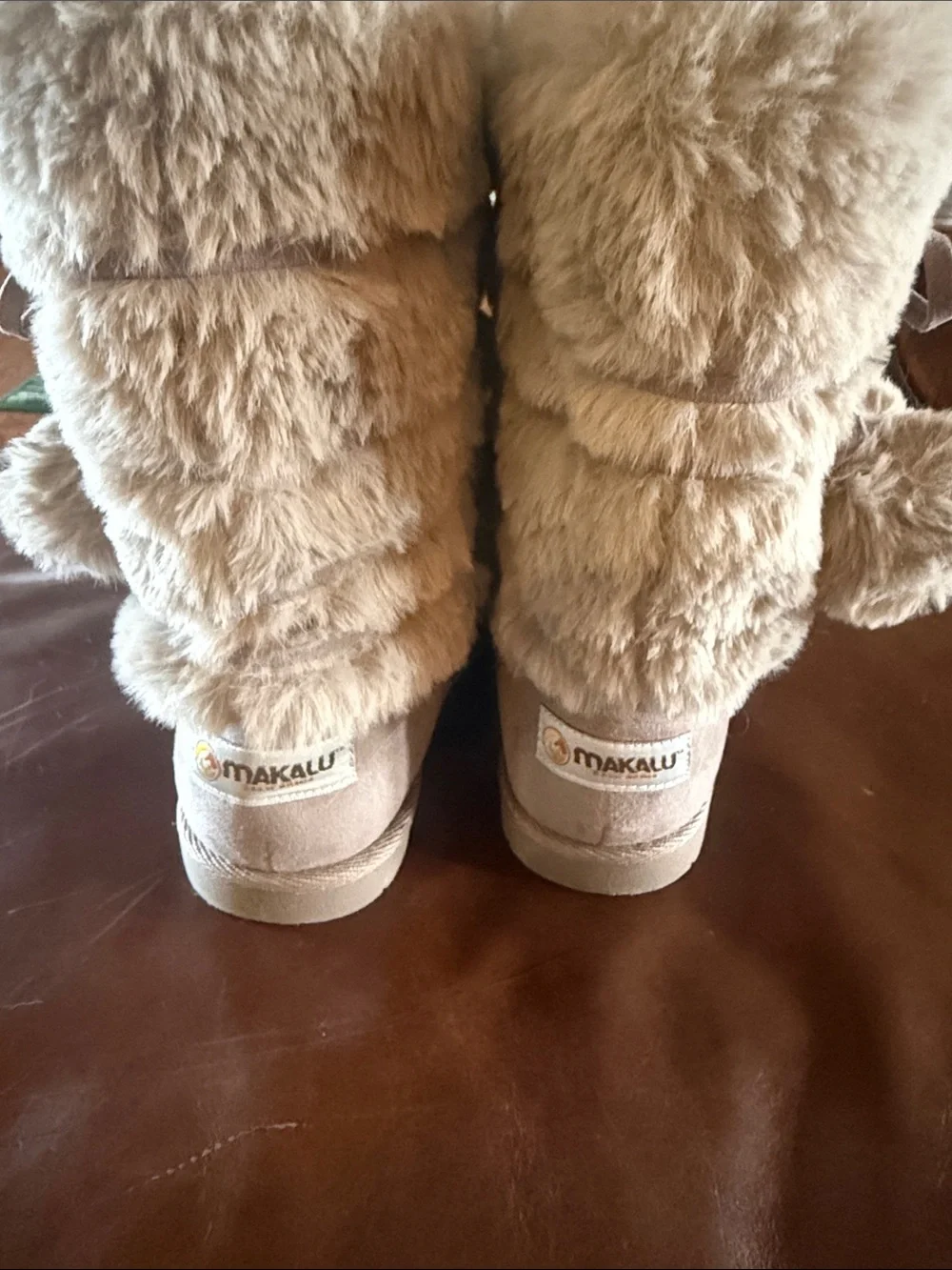 Kids Faux Fur Pom-Trim Winter Boots - Taupe